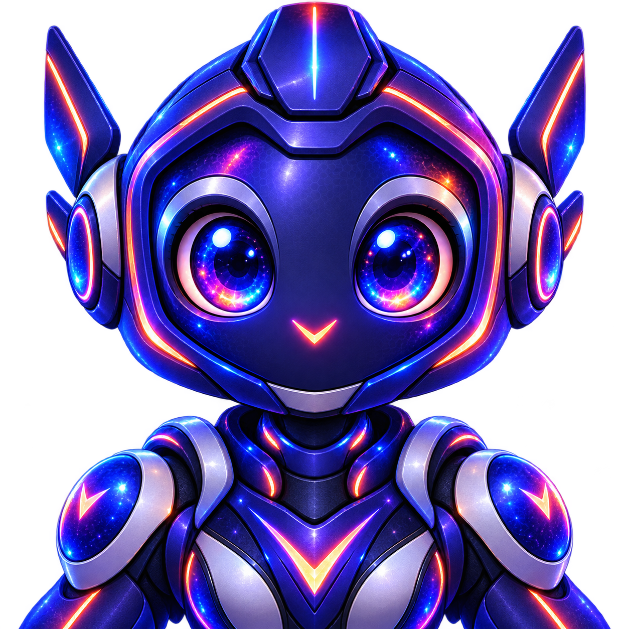 Kibo, a faceted cobalt robot