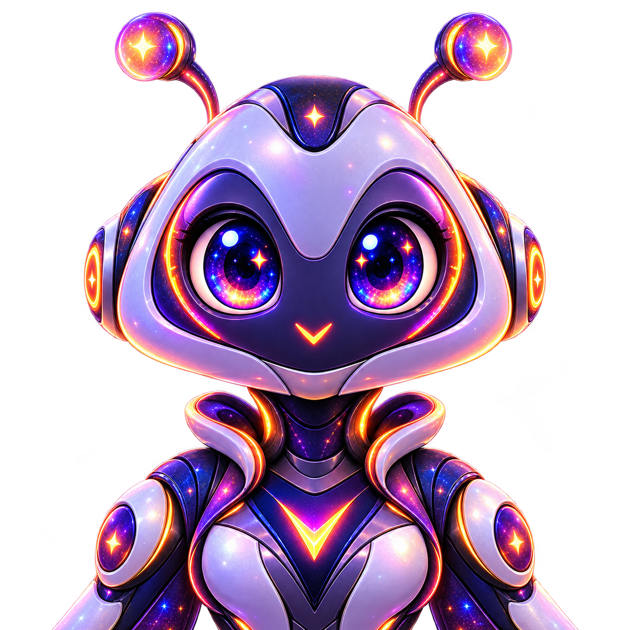 Lumi, a softly geometric lavender robot